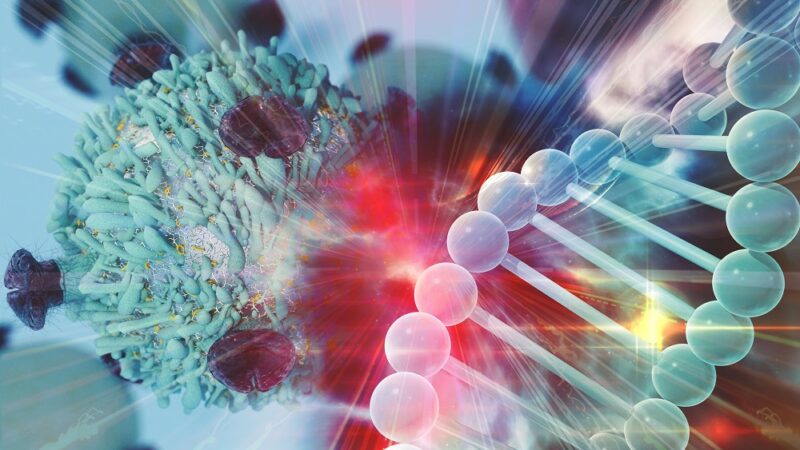 Concept illustration depicting gene and immunotherapy for cancers